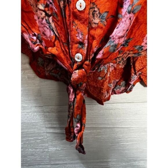 Celia Floral Front Tie Blouse FREE PEOPLE XS - Picture 6 of 7